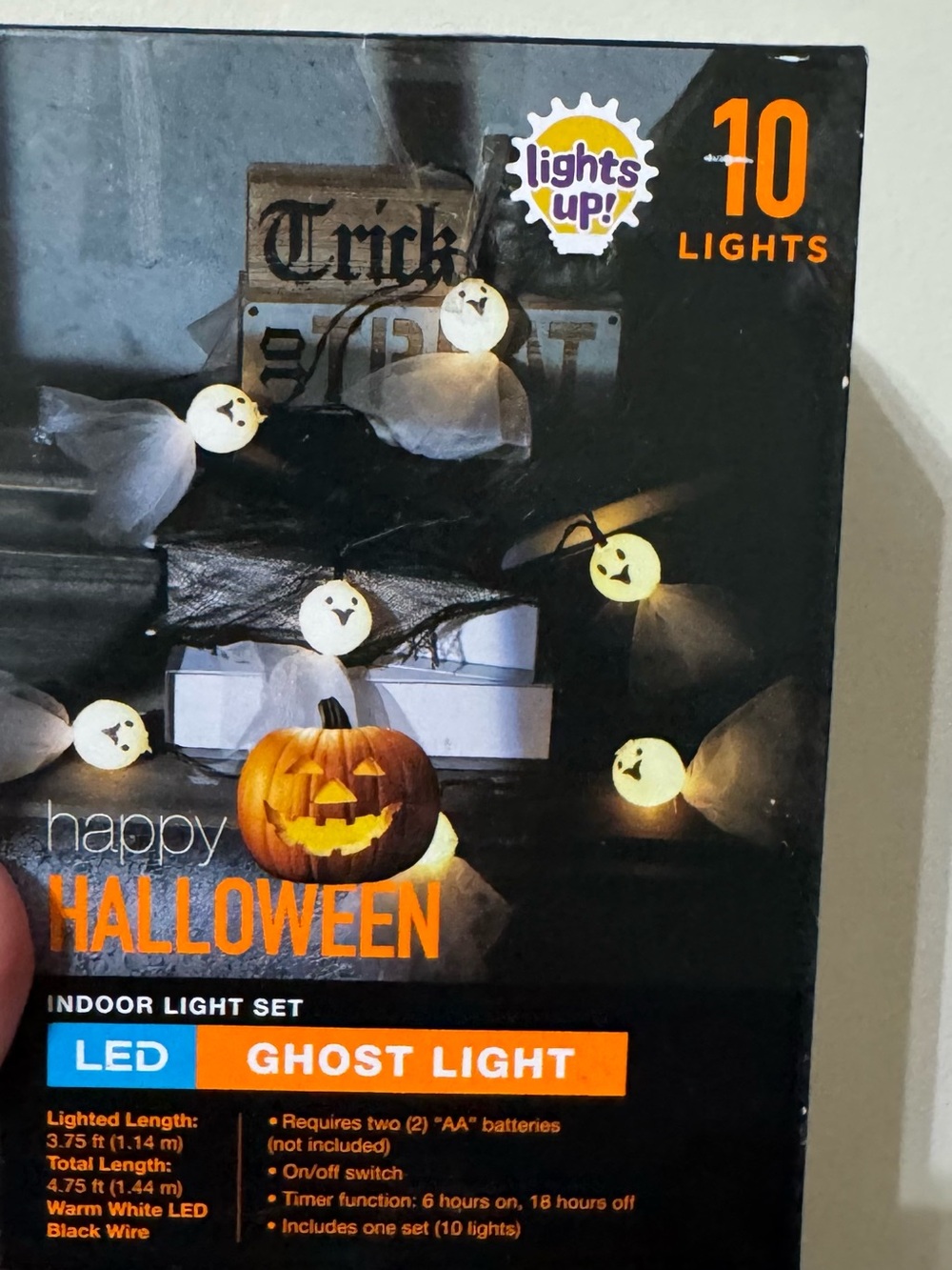 LED Ghost String Lights – Warm White Halloween Decor